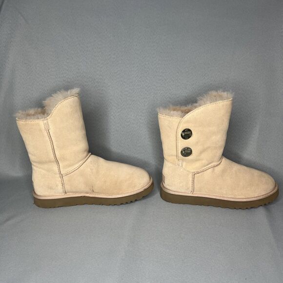 Womens UGG Boots Sz 8 Turn Lock Suede Wool Pinkish Tan Blush Amber #1094933 Boho - Picture 9 of 16